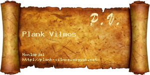 Plank Vilmos névjegykártya